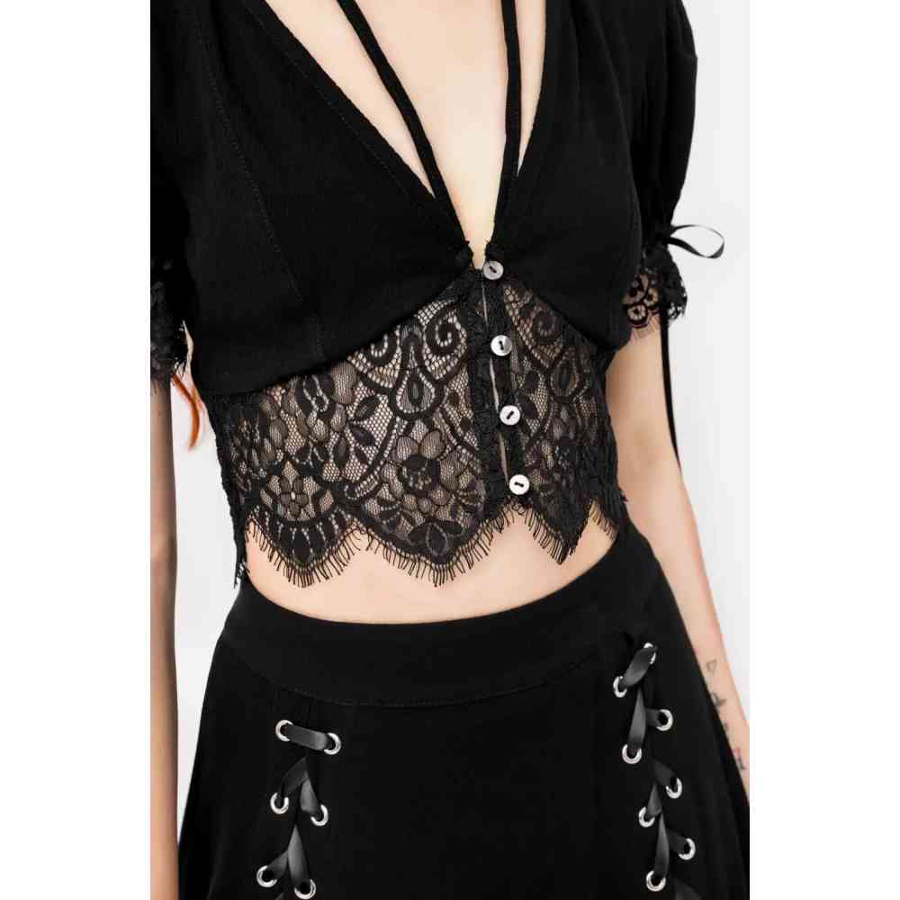 Restyle - Lichen Lace Crop top - Zwart